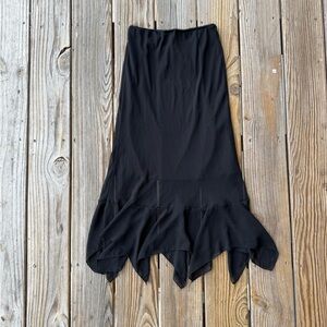 vintage black maxi asymmetrical skirt